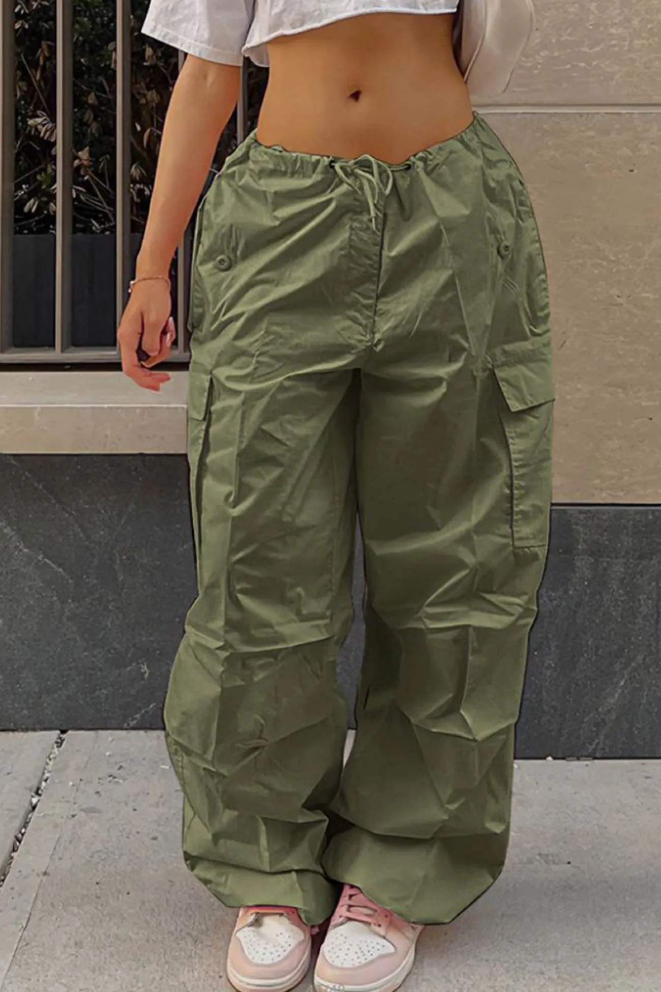 TastyHottie - Solid Color High Waist Cargo Pants