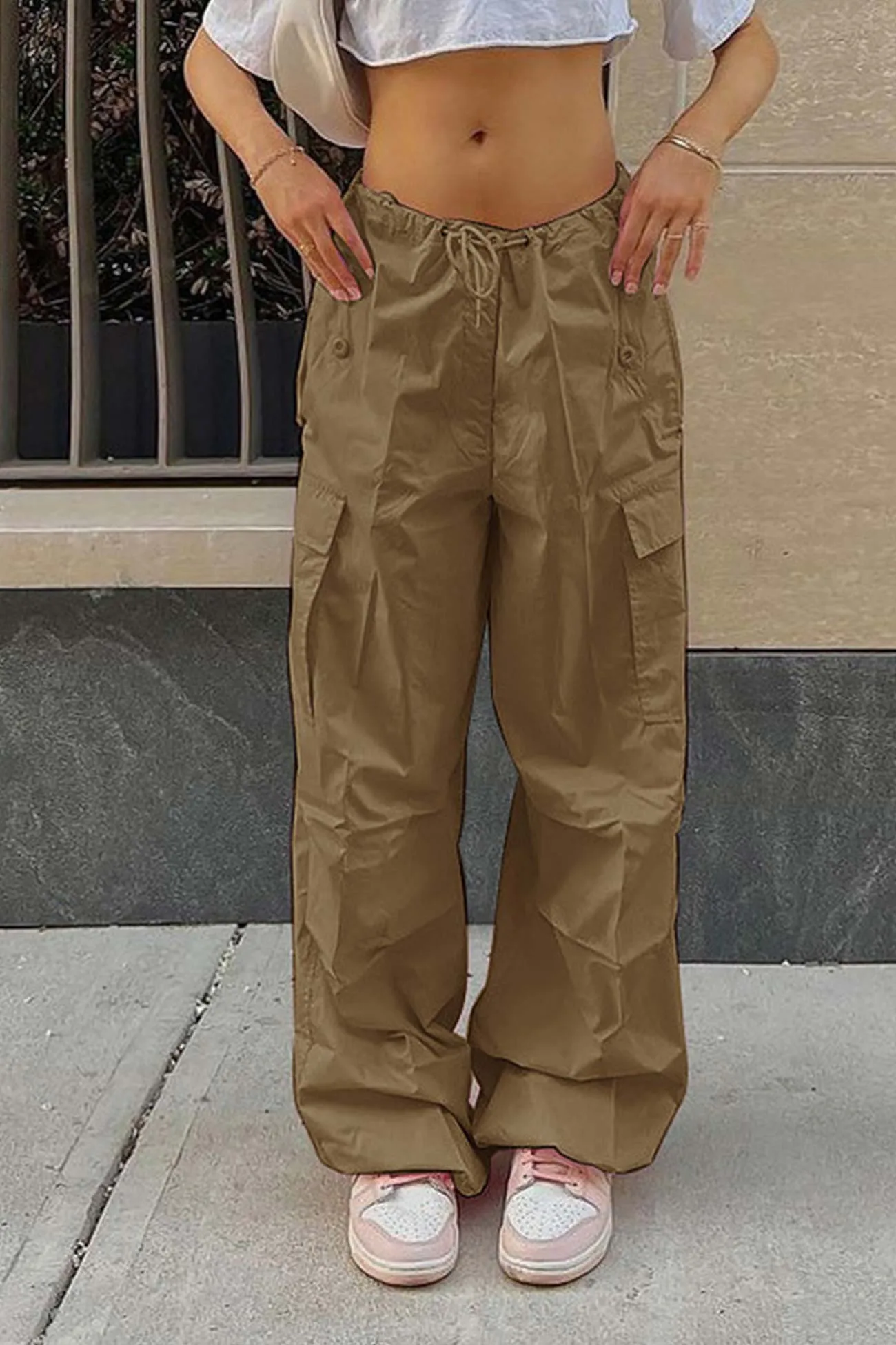 TastyHottie - Solid Color High Waist Cargo Pants