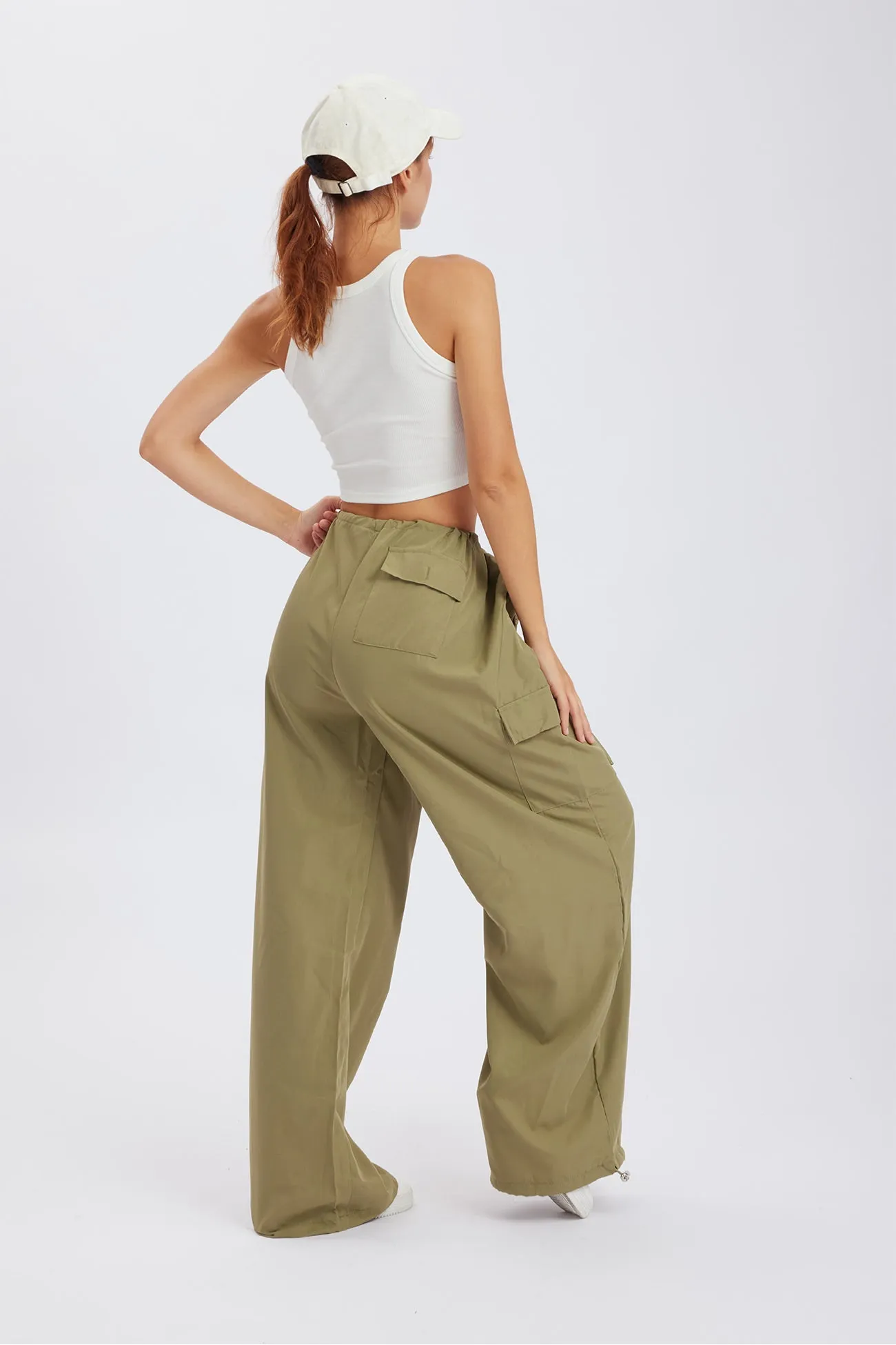 TastyHottie - Solid Color High Waist Cargo Pants