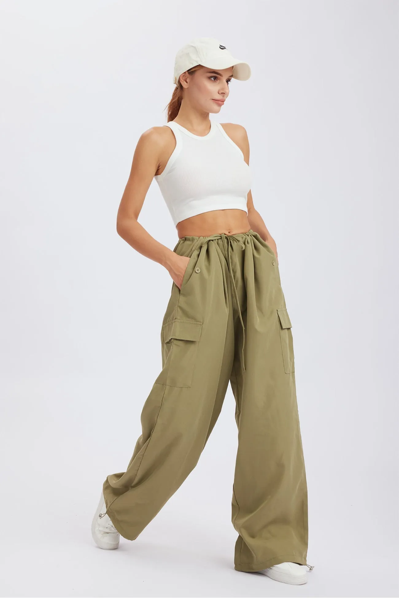 TastyHottie - Solid Color High Waist Cargo Pants