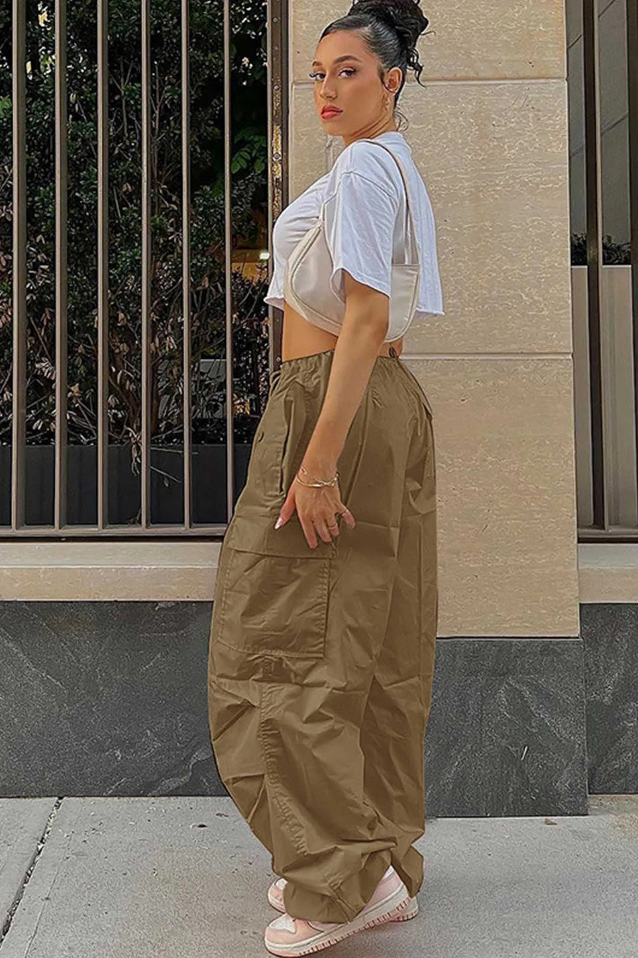 TastyHottie - Solid Color High Waist Cargo Pants