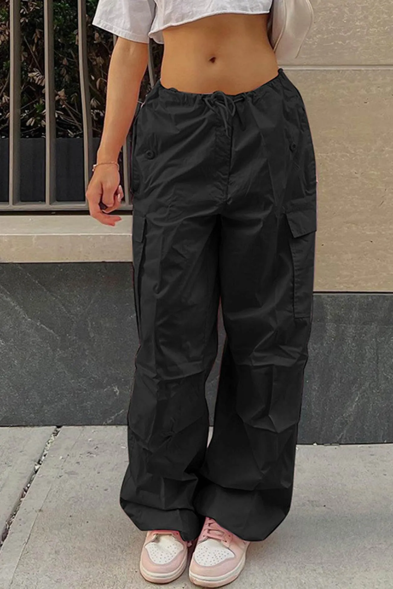 TastyHottie - Solid Color High Waist Cargo Pants