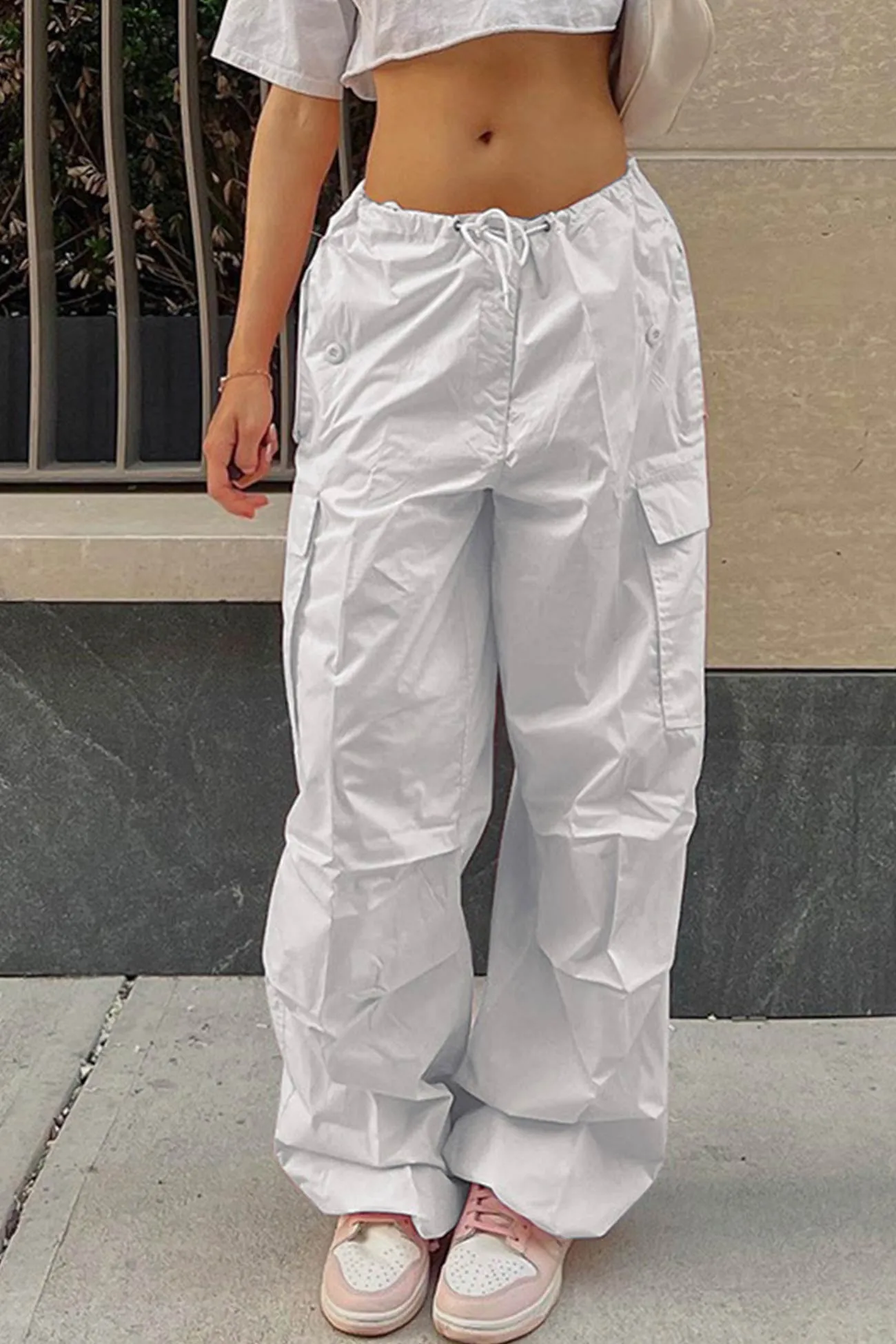 TastyHottie - Solid Color High Waist Cargo Pants