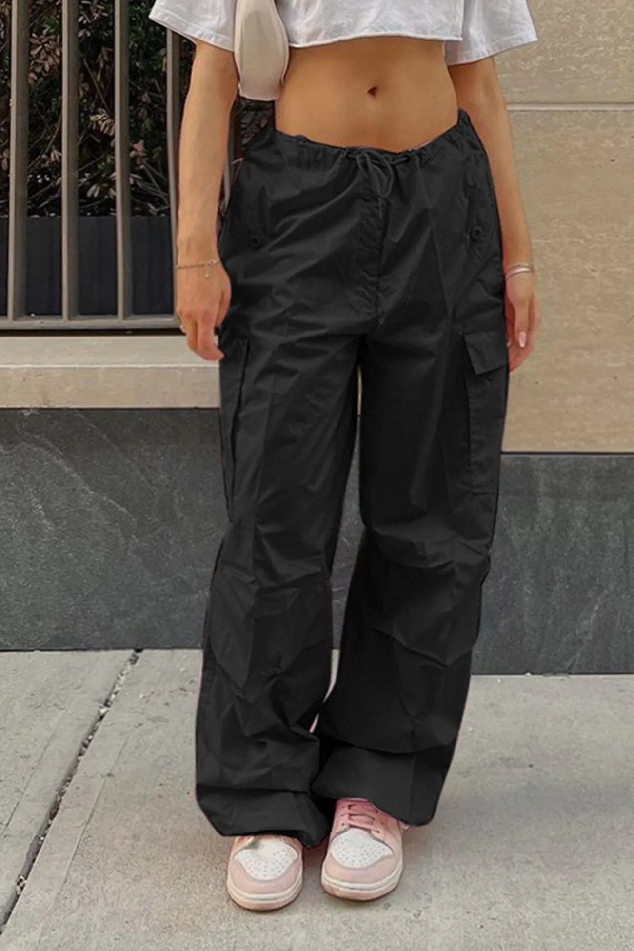 TastyHottie - Solid Color High Waist Cargo Pants