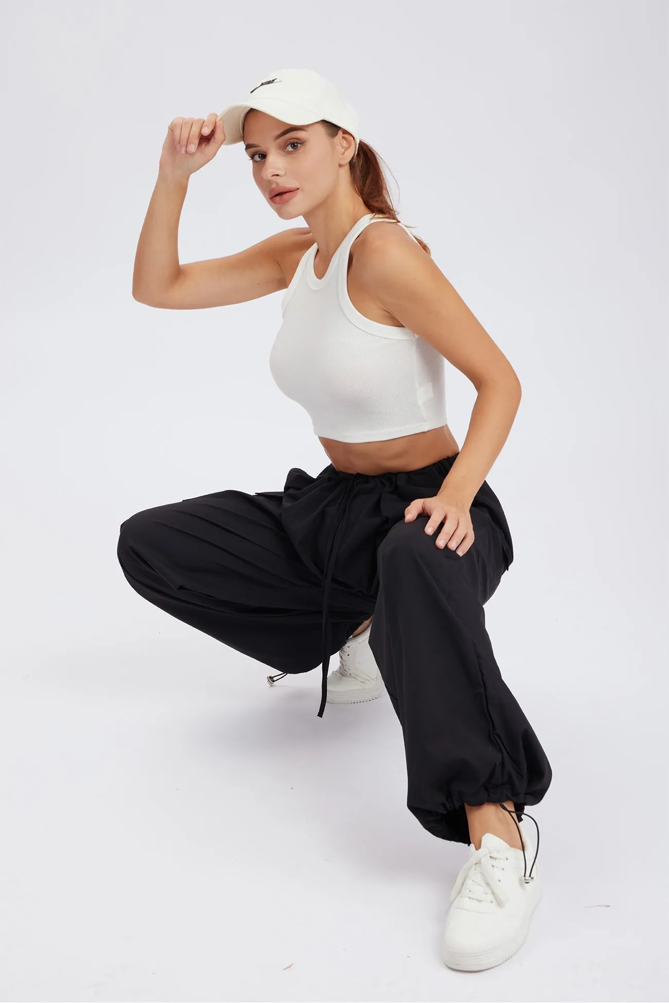 TastyHottie - Solid Color High Waist Cargo Pants