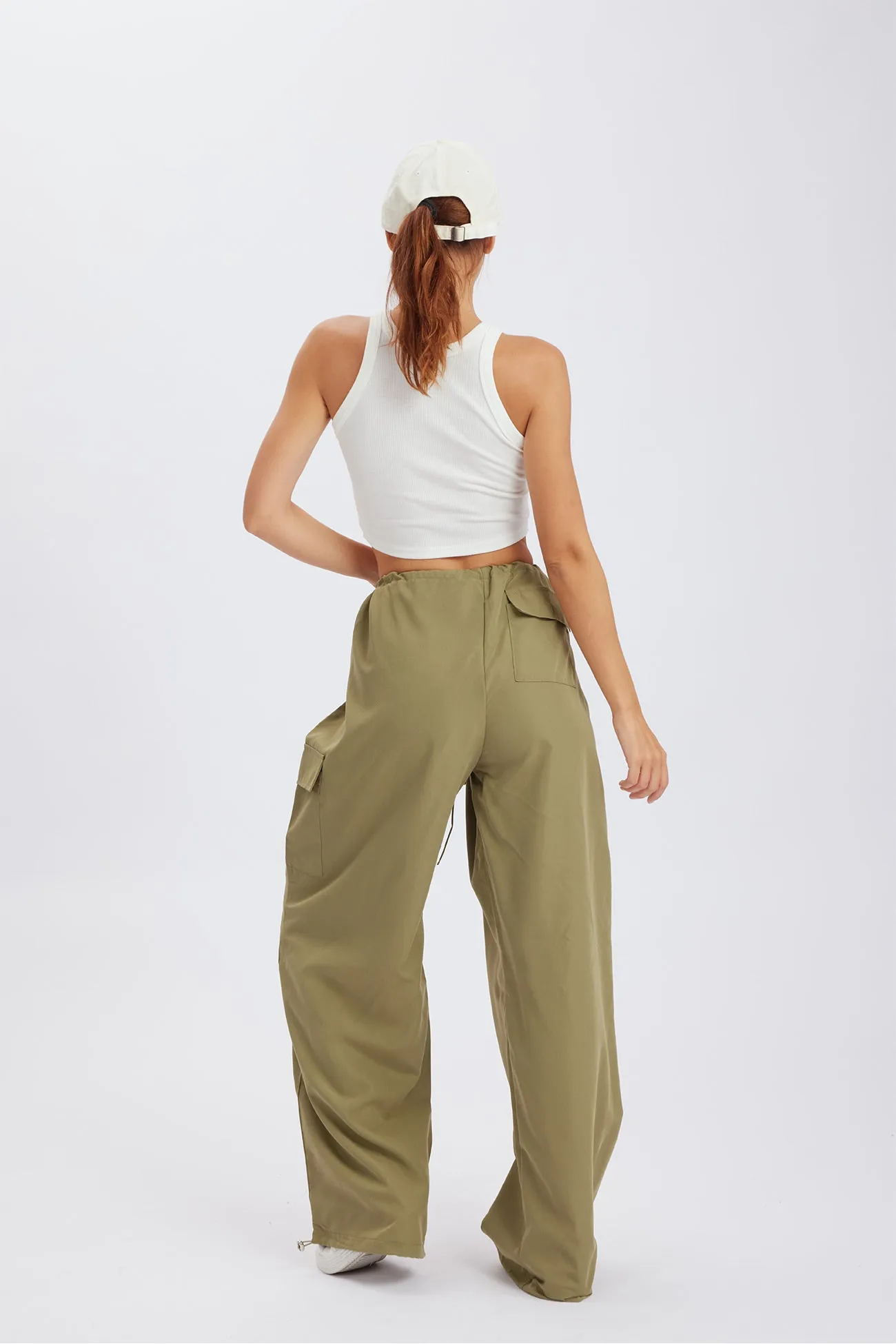 TastyHottie - Solid Color High Waist Cargo Pants