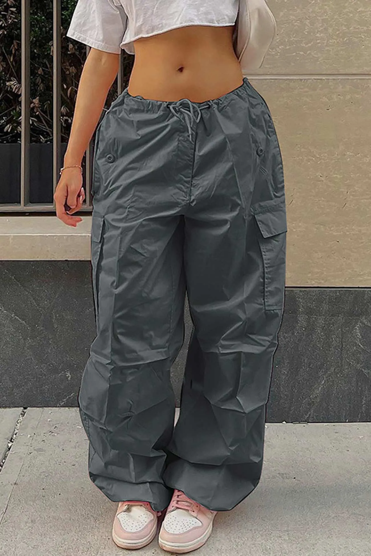 TastyHottie - Solid Color High Waist Cargo Pants