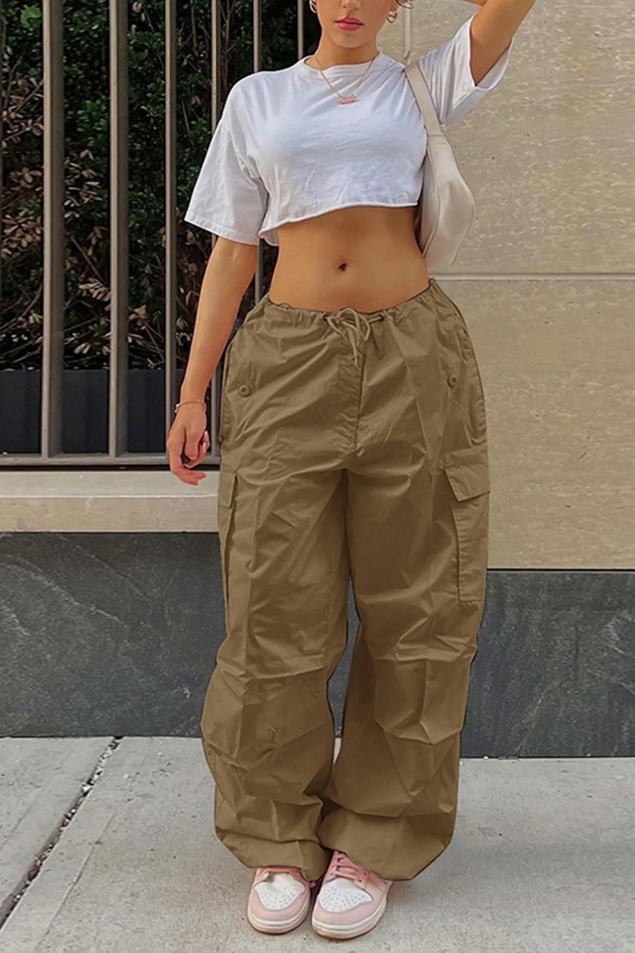 TastyHottie - Solid Color High Waist Cargo Pants