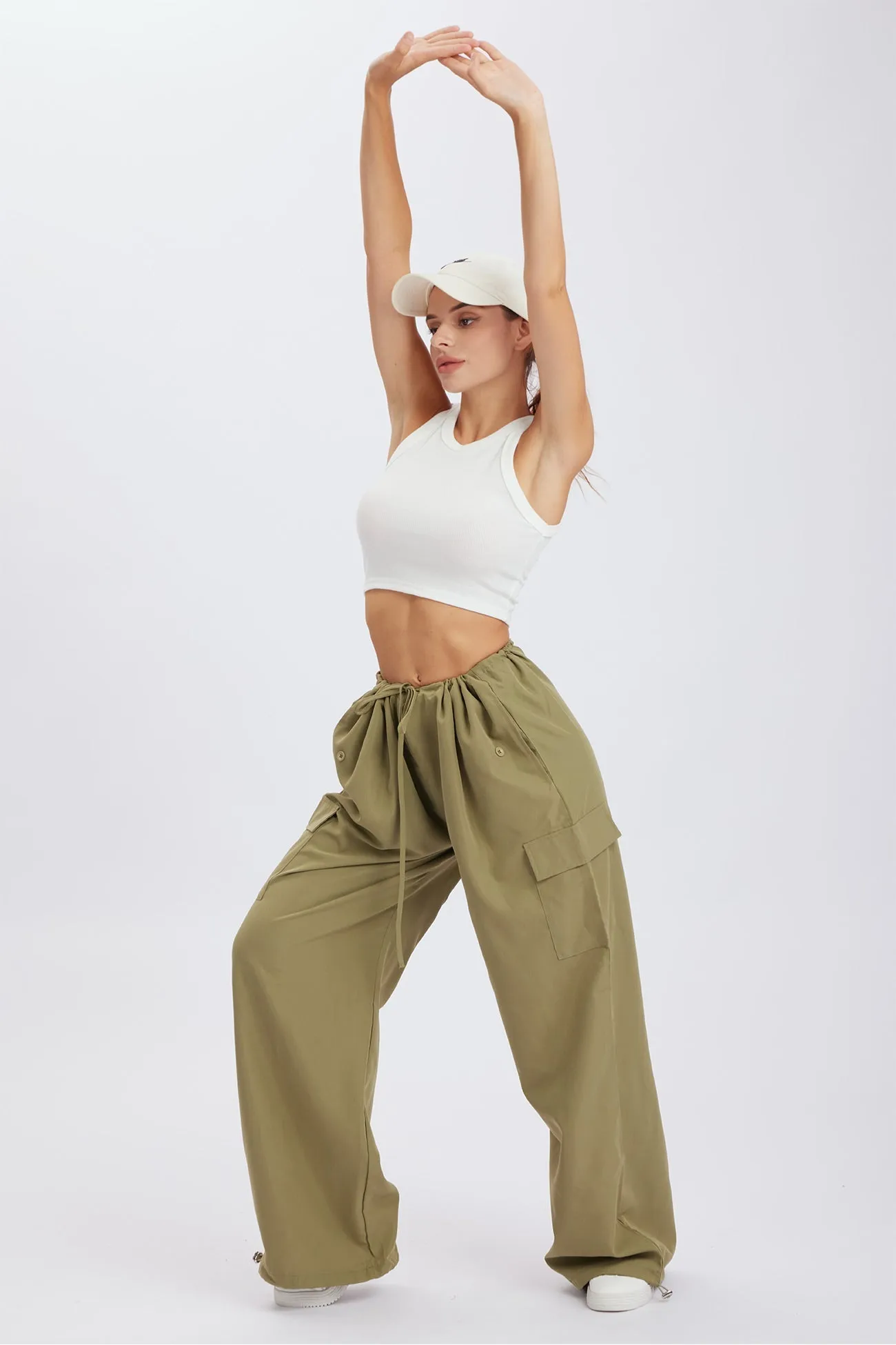 TastyHottie - Solid Color High Waist Cargo Pants