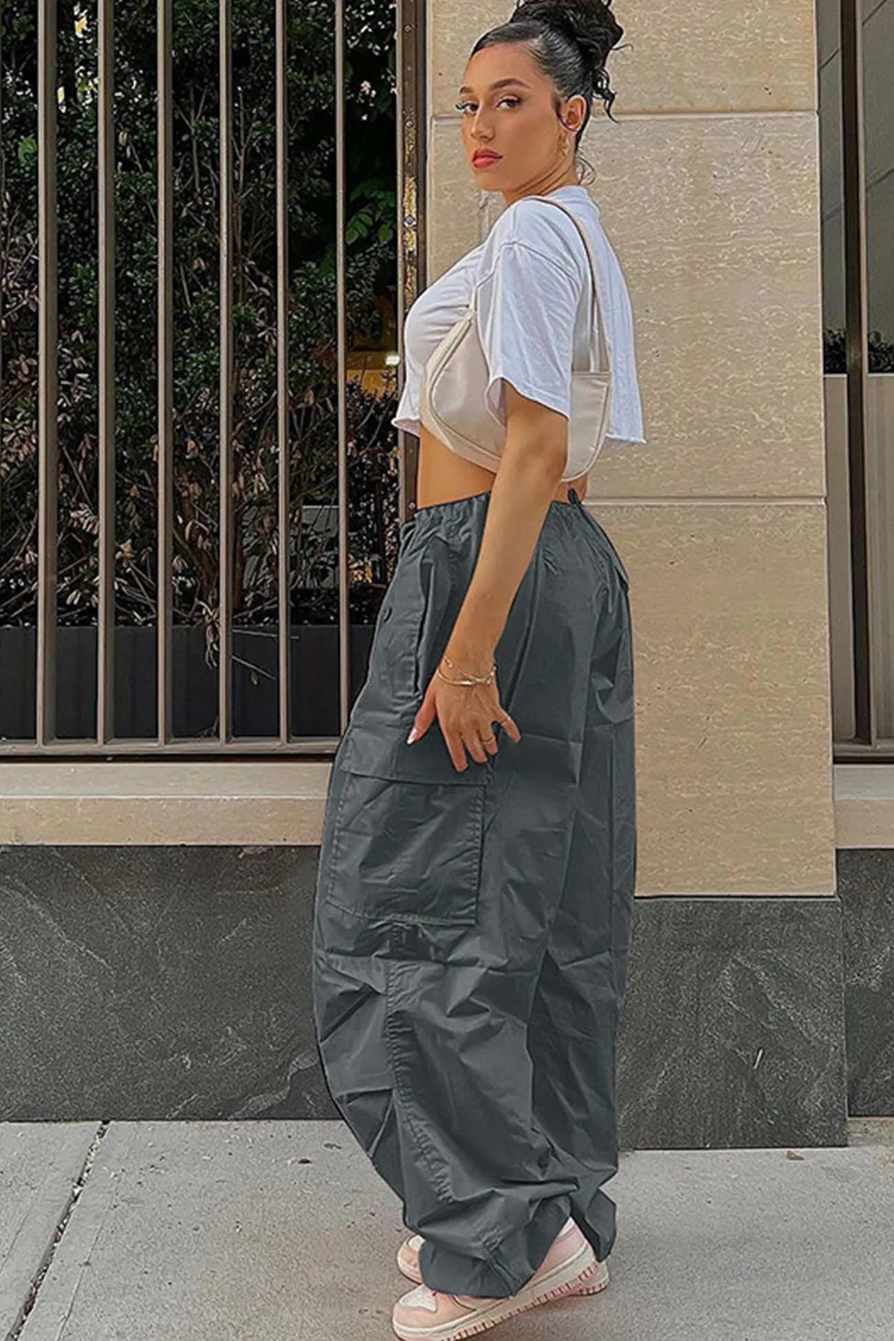 TastyHottie - Solid Color High Waist Cargo Pants