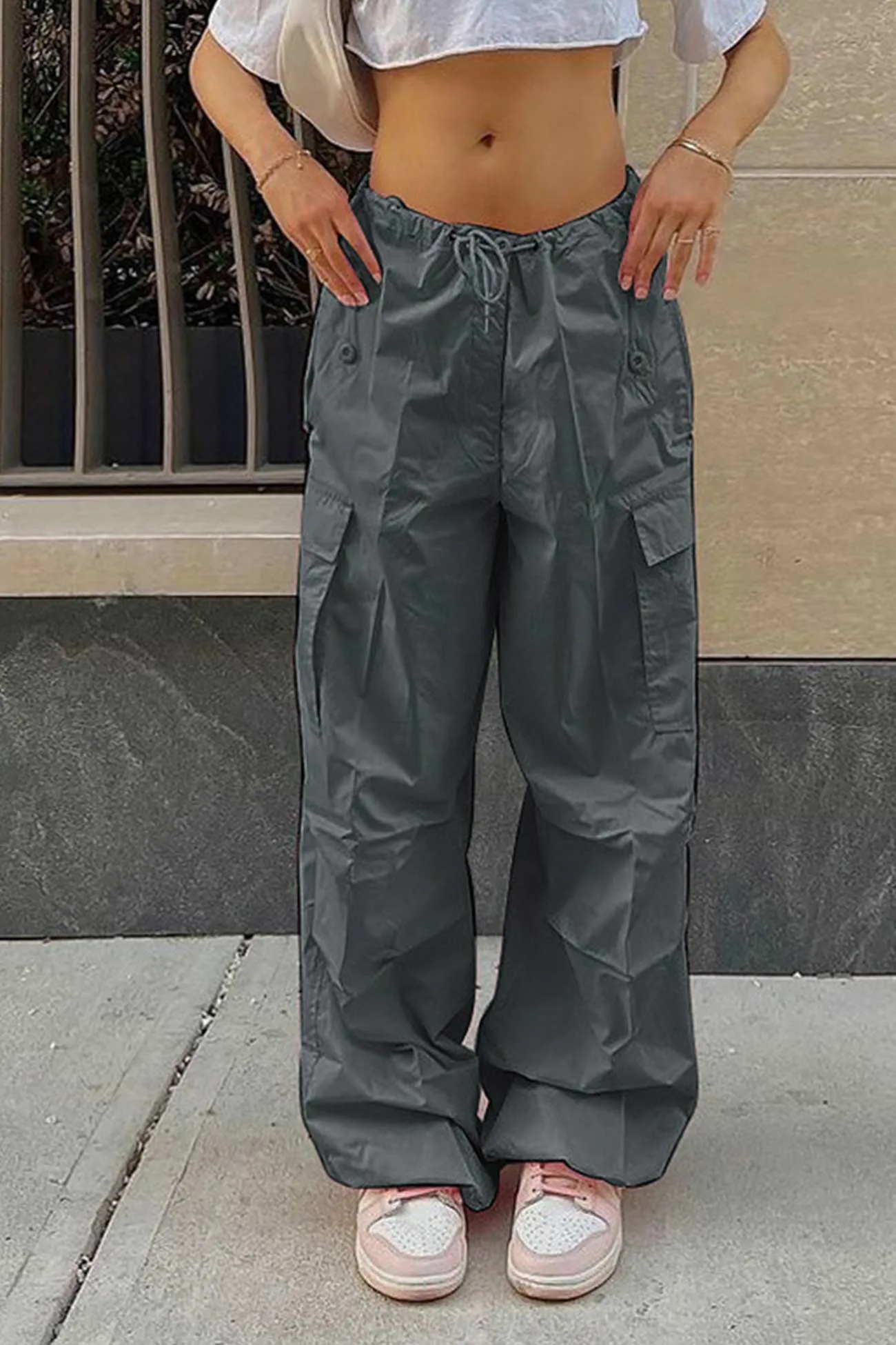 TastyHottie - Solid Color High Waist Cargo Pants