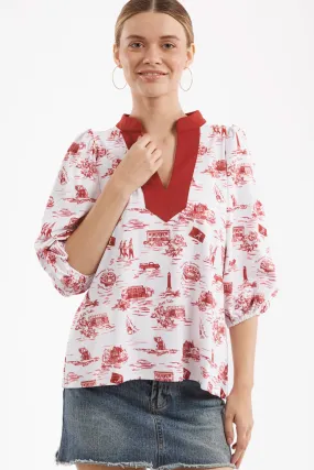 The Eliza Top - Alabama Gameday Toile