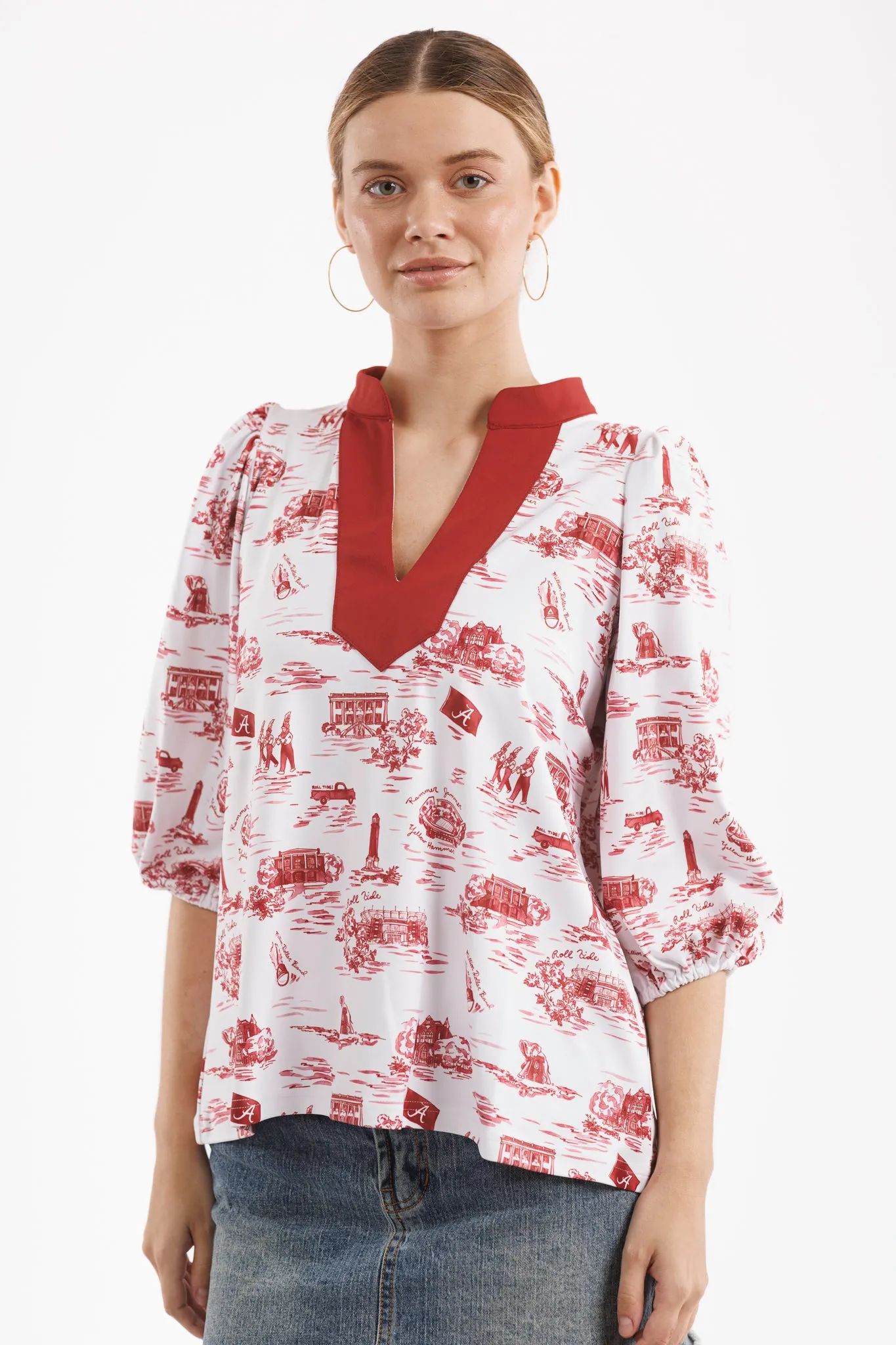 The Eliza Top - Alabama Gameday Toile