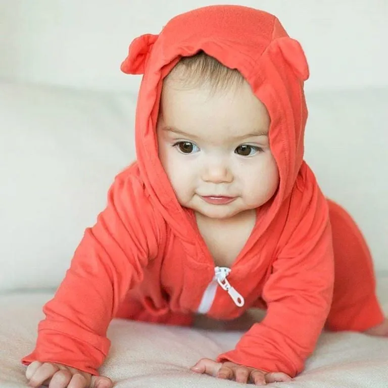 Toddler Long Sleeve Hooded Zipper Romper