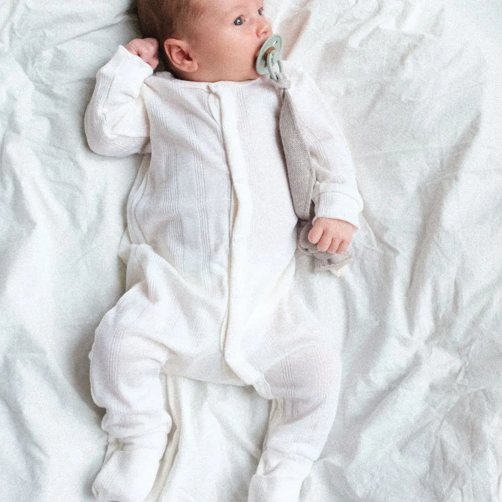 Tothemoon ☾ - Sleep suit - 2 in 1 Foot - Wool & silk - Needle pattern - Natural