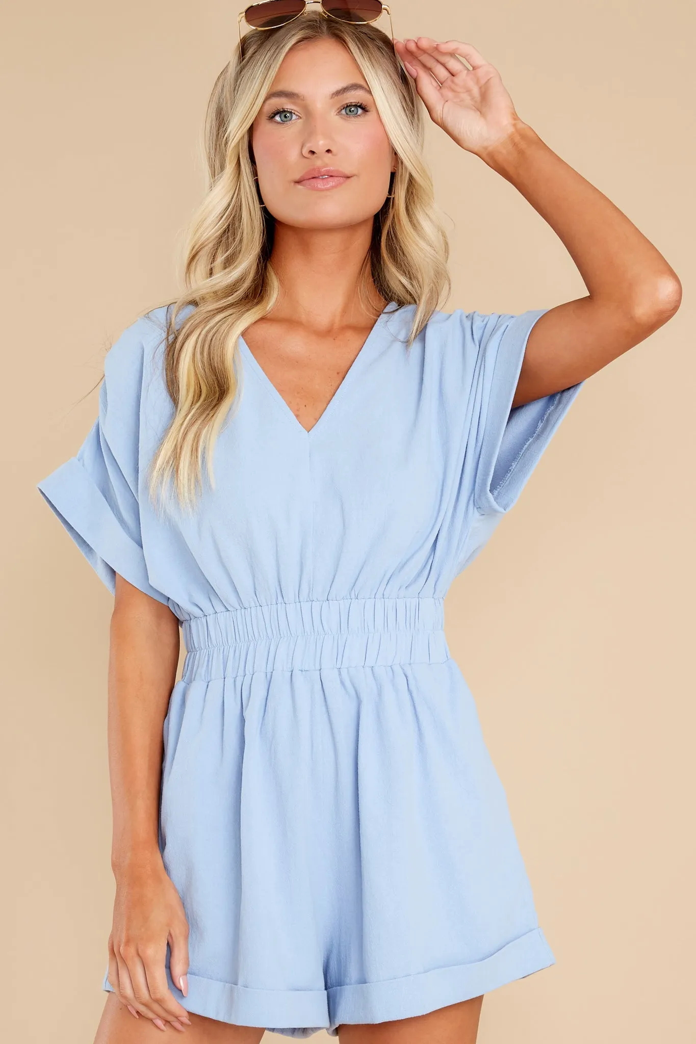 Travel The World Sky Blue Romper