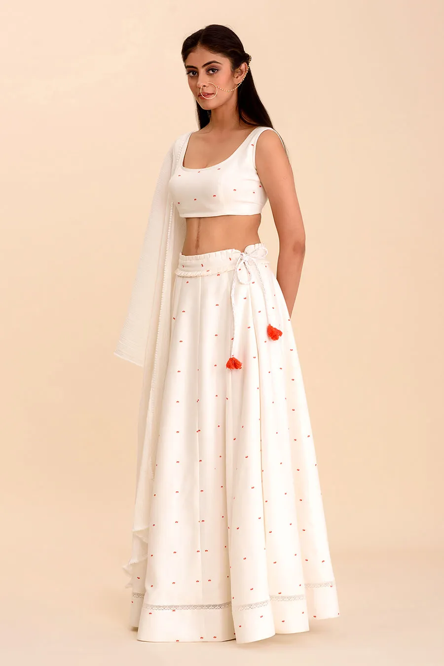 TULUA - White Printed Lehenga Set