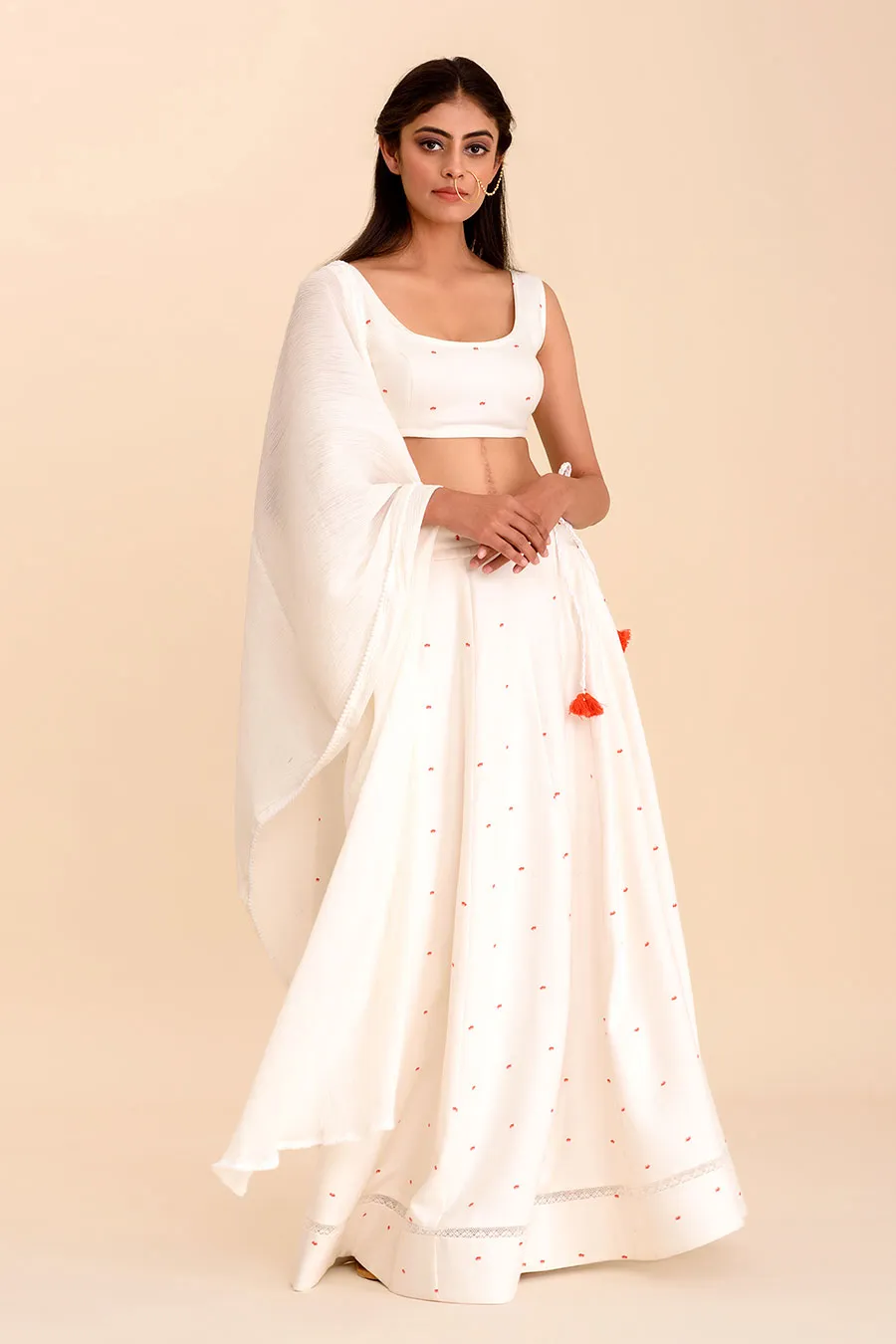 TULUA - White Printed Lehenga Set