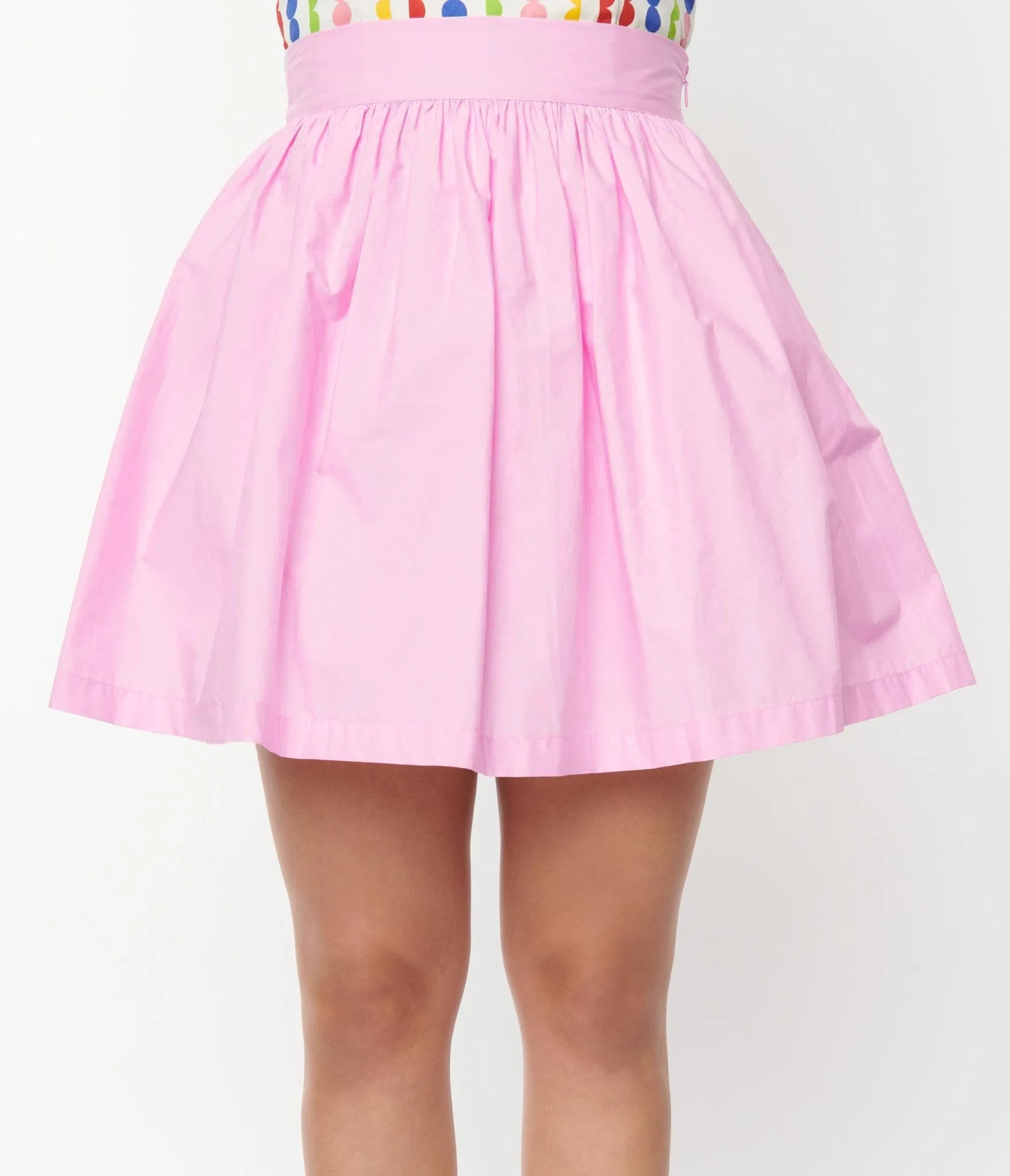 Unique Vintage Light Pink Gathered Mini Skirt