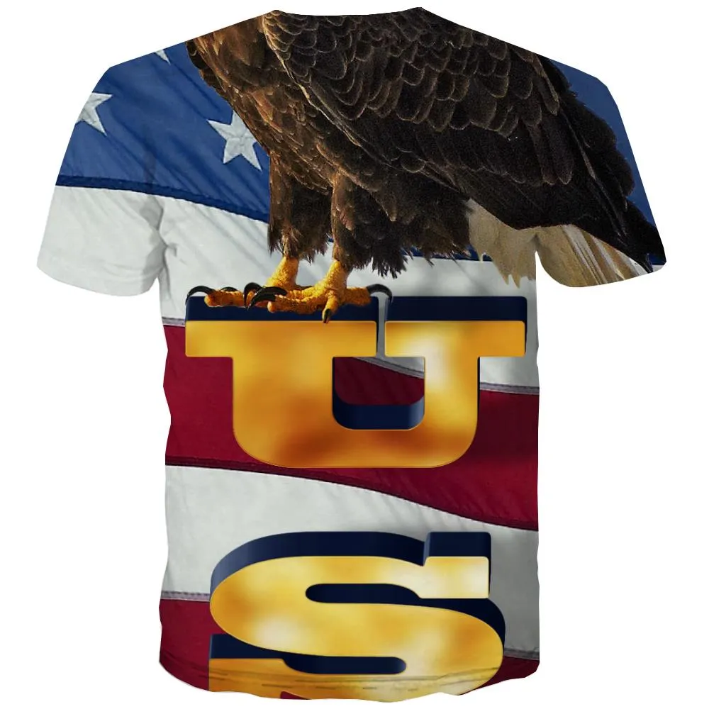 USA T shirts Men Animal Tshirts Novelty Raptor Tshirts Cool Fly Tshirt Anime Eagle Tshirts Casual