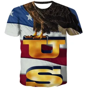 USA T shirts Men Animal Tshirts Novelty Raptor Tshirts Cool Fly Tshirt Anime Eagle Tshirts Casual