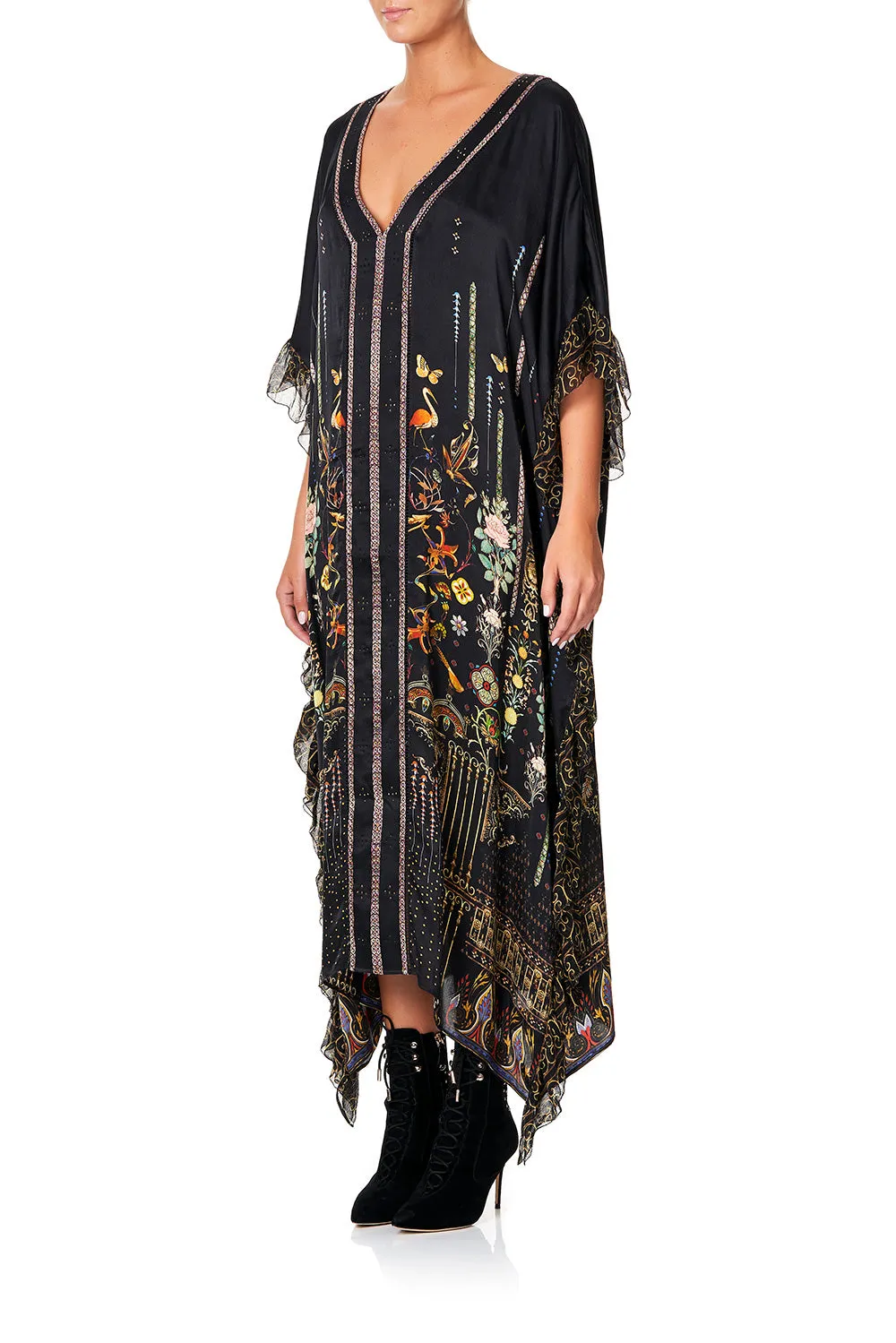 V-NECK KAFTAN WITH RUFFLE SLEEVE REBELLE REBELLE