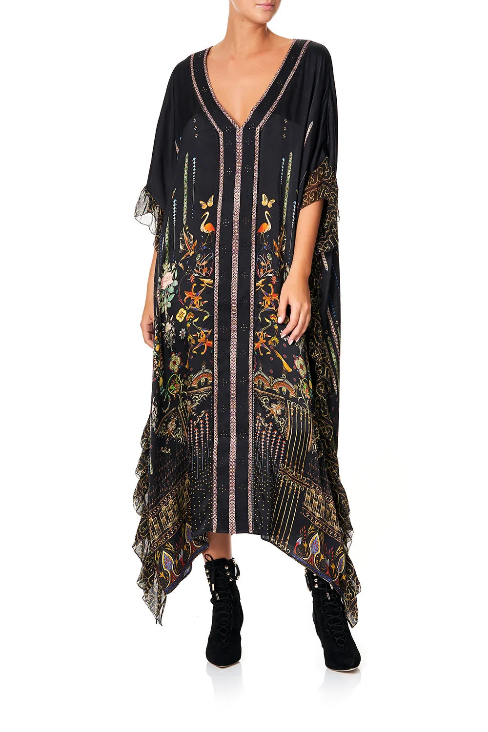 V-NECK KAFTAN WITH RUFFLE SLEEVE REBELLE REBELLE