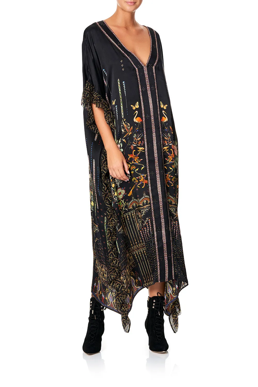 V-NECK KAFTAN WITH RUFFLE SLEEVE REBELLE REBELLE