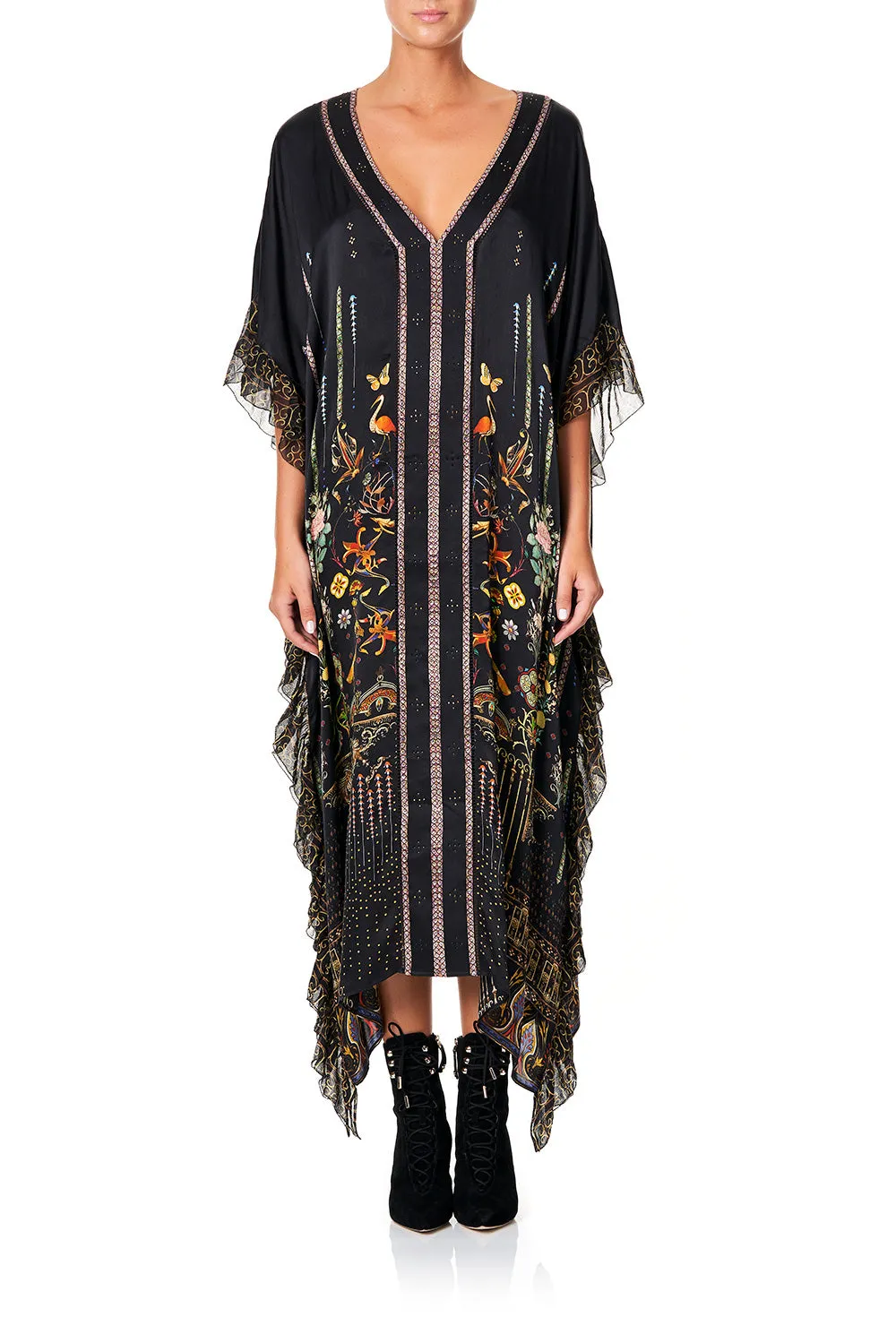 V-NECK KAFTAN WITH RUFFLE SLEEVE REBELLE REBELLE