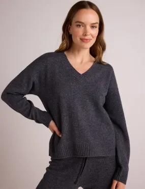 V-Neck Sweater, Charcoal