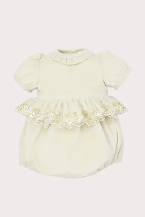 Velvet & Gold Lace Romper - Ivory (3M - 3Y)