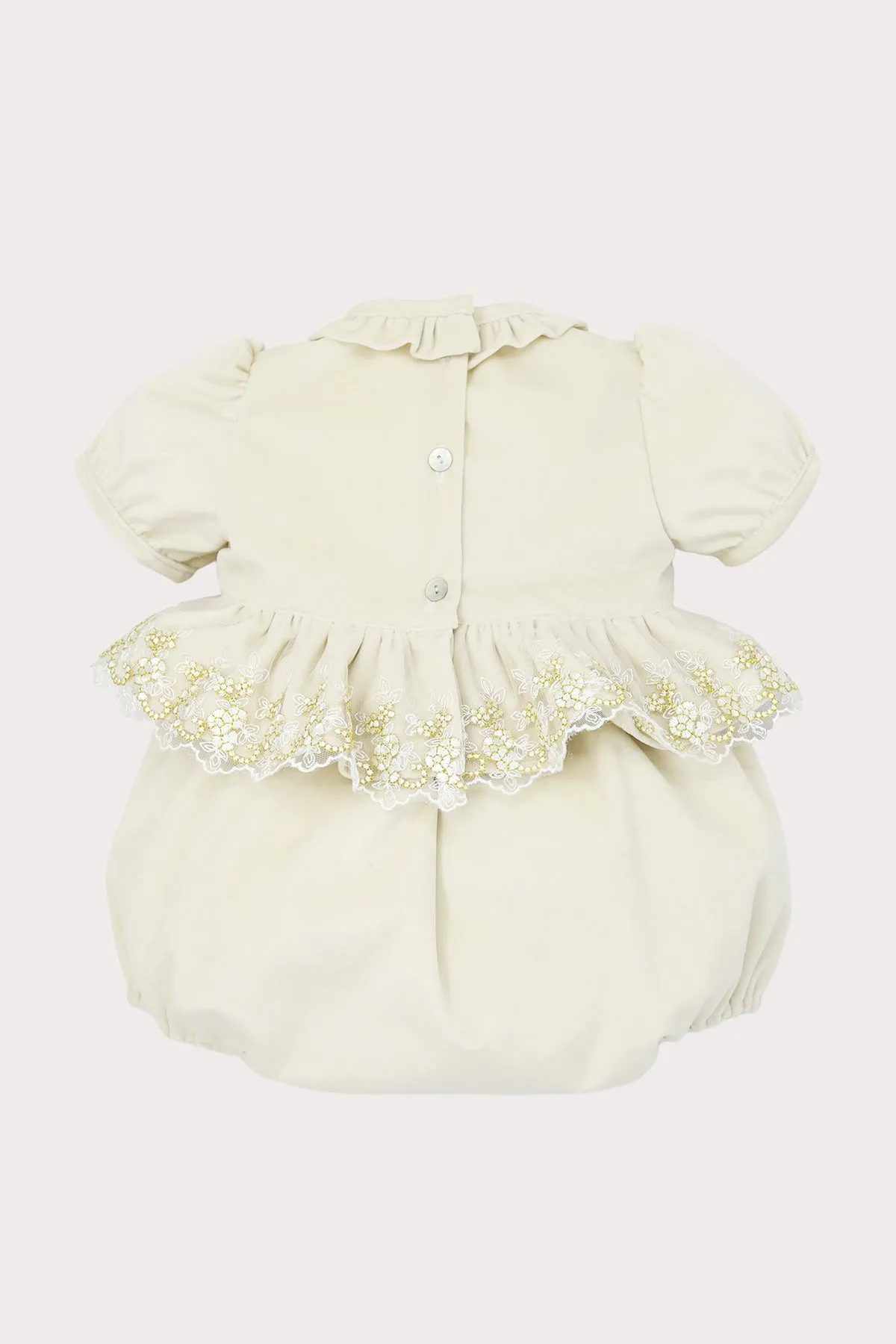 Velvet & Gold Lace Romper - Ivory (3M - 3Y)