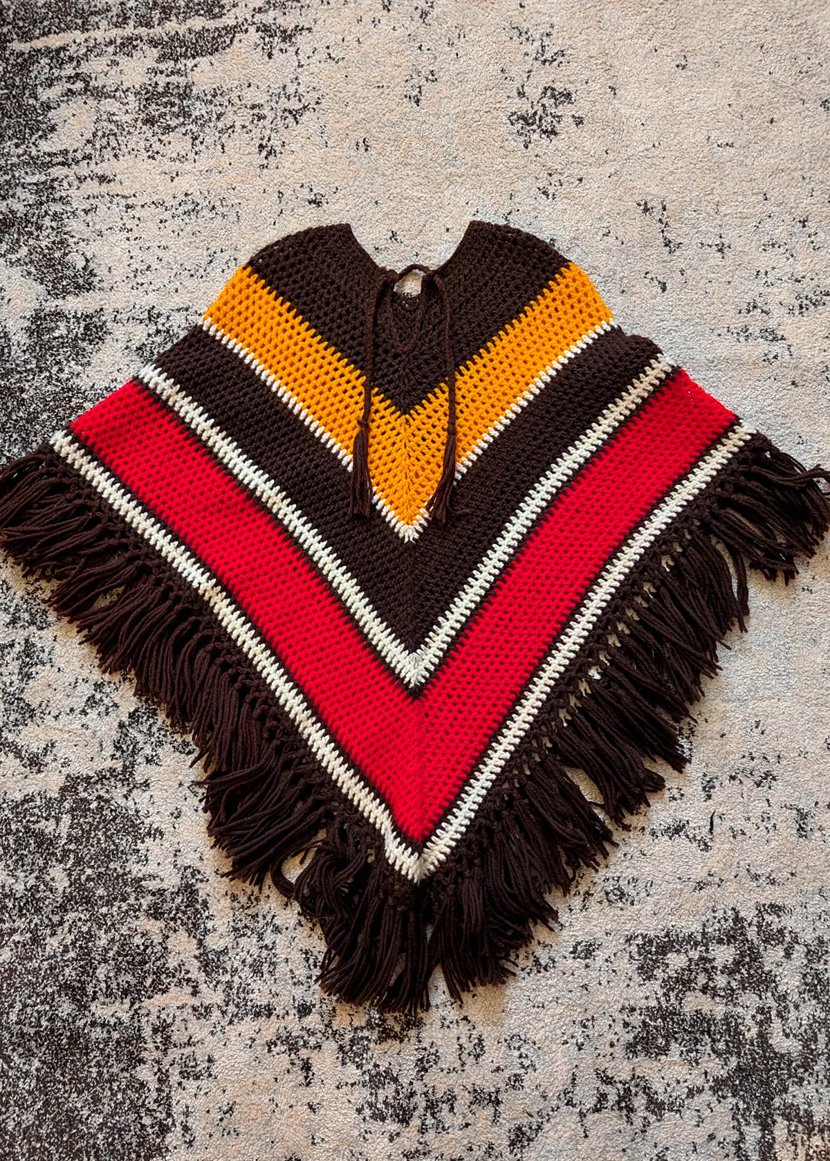 Vintage '70s Chevron Crochet Poncho