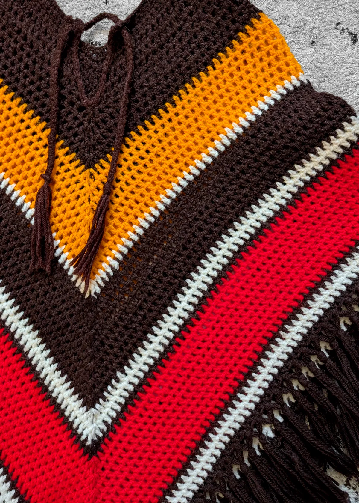 Vintage '70s Chevron Crochet Poncho