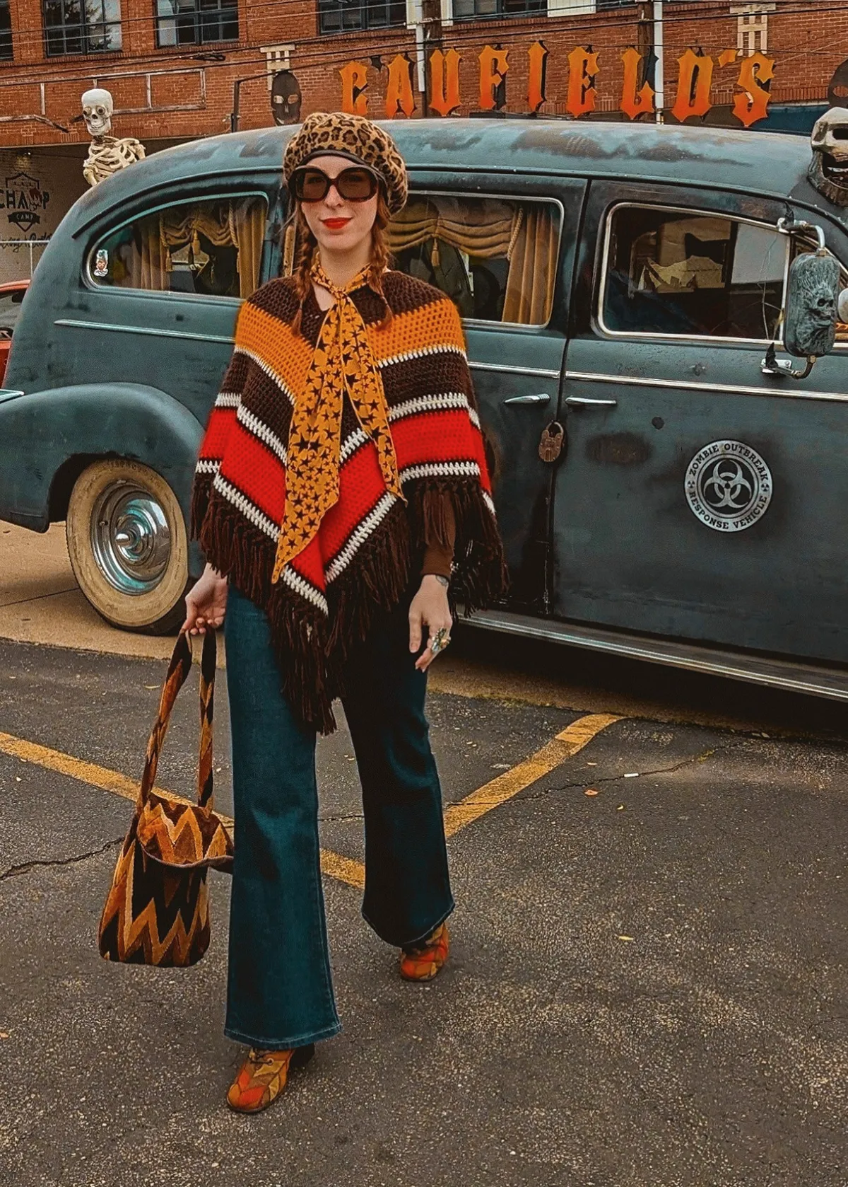 Vintage '70s Chevron Crochet Poncho