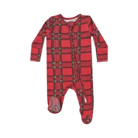 Vintage Holiday Plaid- 2 Way Zipper Footie