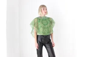 Vintage Mesh Organza Glam Disco Cape/Collar/Poncho Top