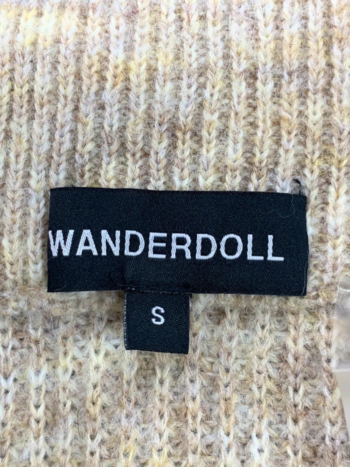 Wanderdoll Beige Ribbed Sweater Pants Small