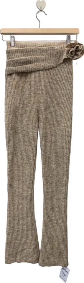 Wanderdoll Beige Ribbed Sweater Pants Small