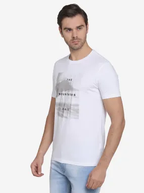 White Printed Slim Fit T-Shirt  | JadeBlue