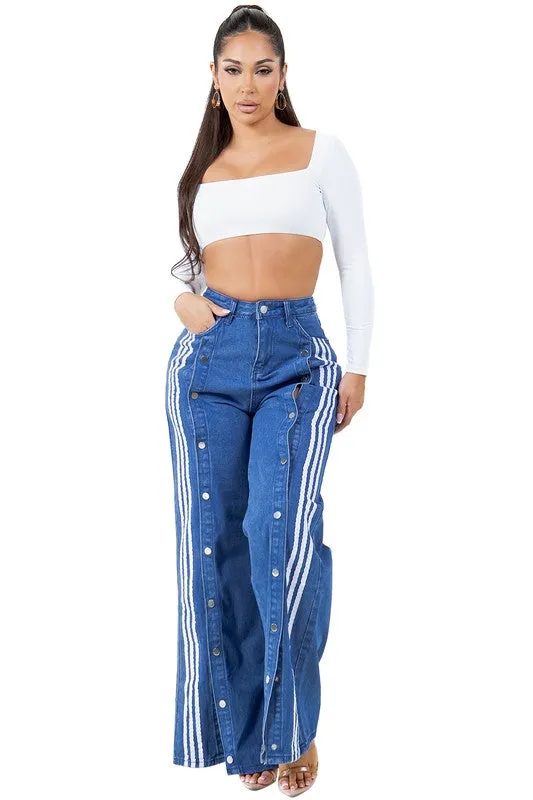 WIDE LEG DENIM PANTS