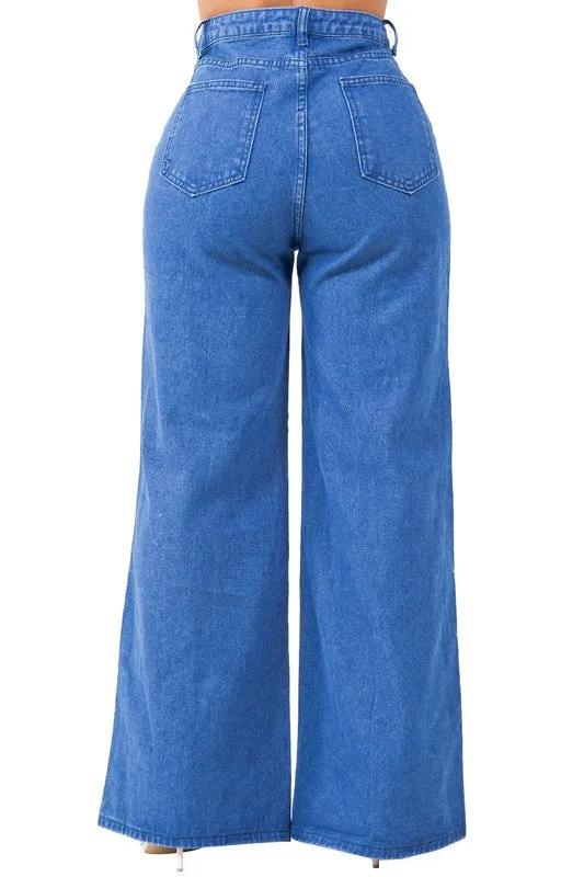 WIDE LEG DENIM PANTS