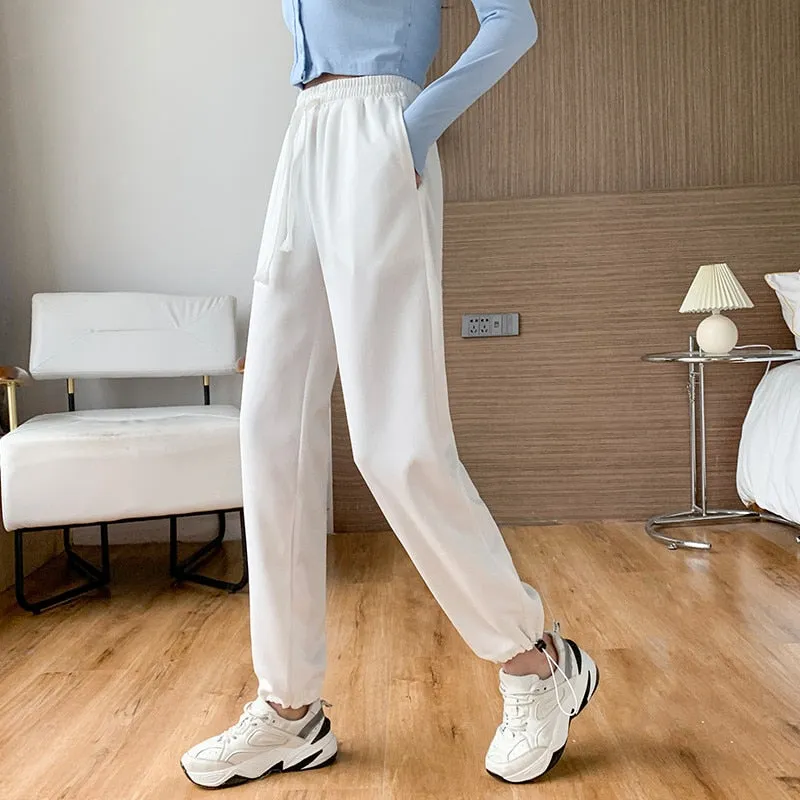 Wjczt Female New Korean Fashion Wide Leg Pants Women'S Loose In Spring And Autumn, Showing The Trend Of Little Chap Sportswear Lady