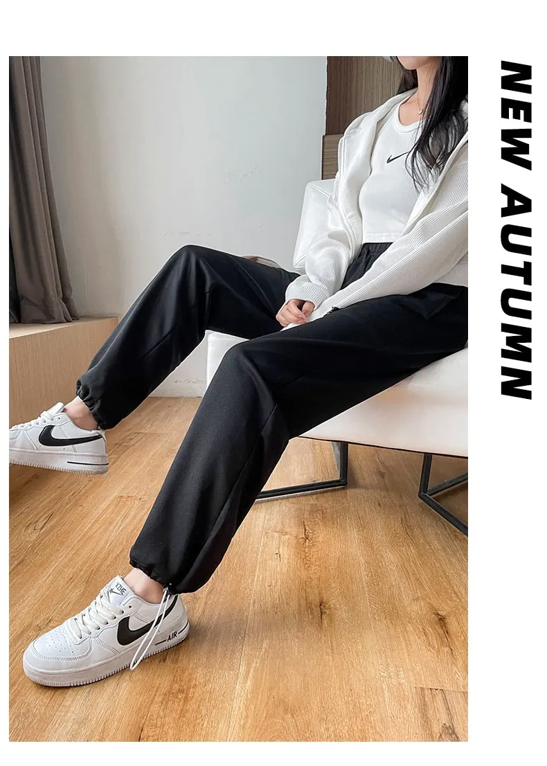 Wjczt Female New Korean Fashion Wide Leg Pants Women'S Loose In Spring And Autumn, Showing The Trend Of Little Chap Sportswear Lady