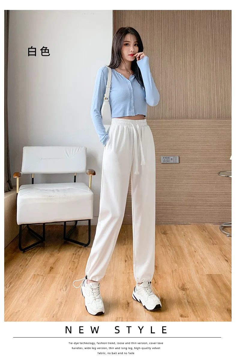 Wjczt Female New Korean Fashion Wide Leg Pants Women'S Loose In Spring And Autumn, Showing The Trend Of Little Chap Sportswear Lady