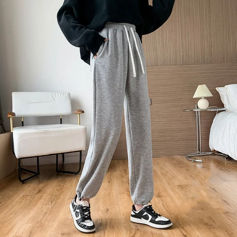 Wjczt Female New Korean Fashion Wide Leg Pants Women'S Loose In Spring And Autumn, Showing The Trend Of Little Chap Sportswear Lady