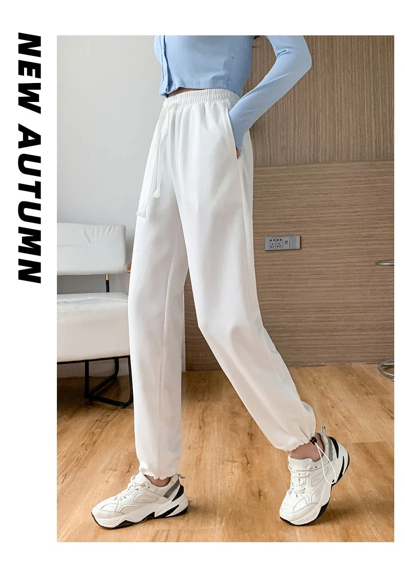 Wjczt Female New Korean Fashion Wide Leg Pants Women'S Loose In Spring And Autumn, Showing The Trend Of Little Chap Sportswear Lady