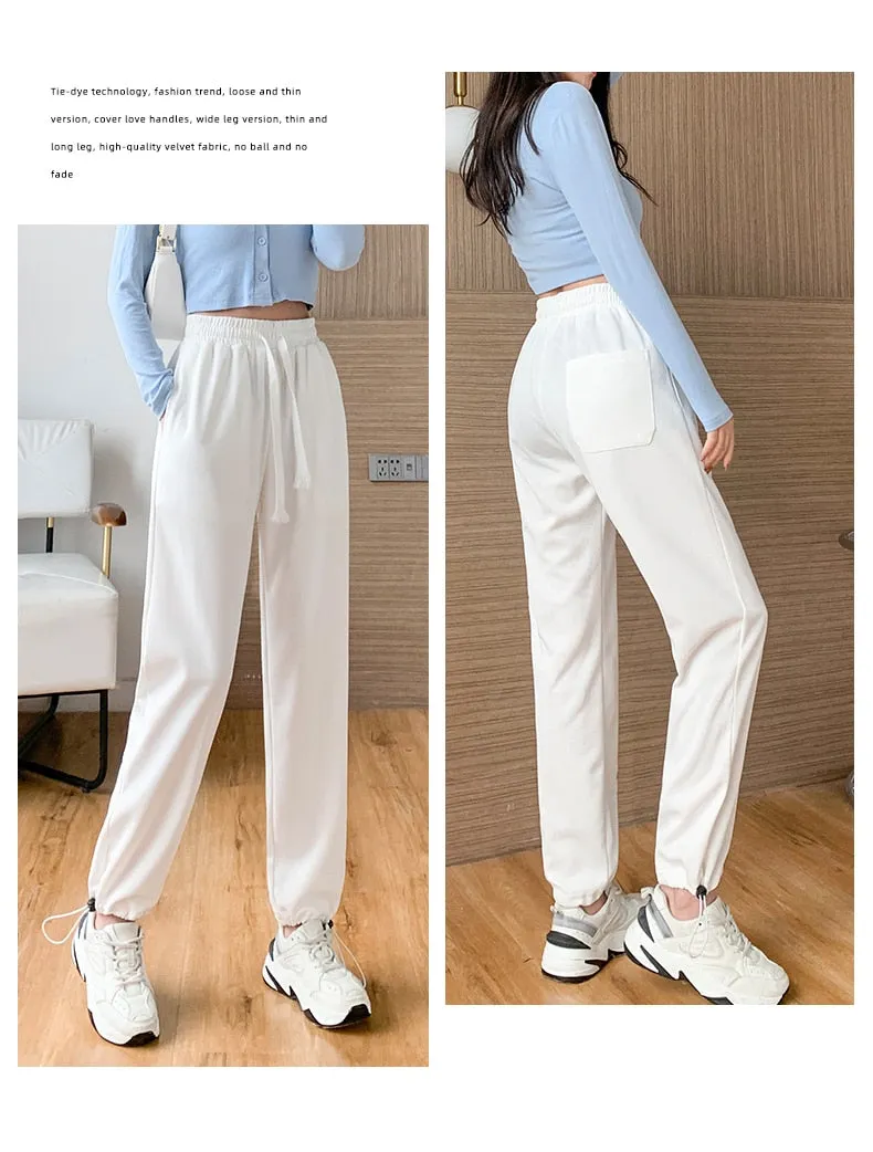 Wjczt Female New Korean Fashion Wide Leg Pants Women'S Loose In Spring And Autumn, Showing The Trend Of Little Chap Sportswear Lady