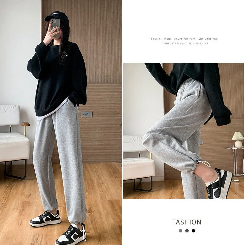 Wjczt Female New Korean Fashion Wide Leg Pants Women'S Loose In Spring And Autumn, Showing The Trend Of Little Chap Sportswear Lady