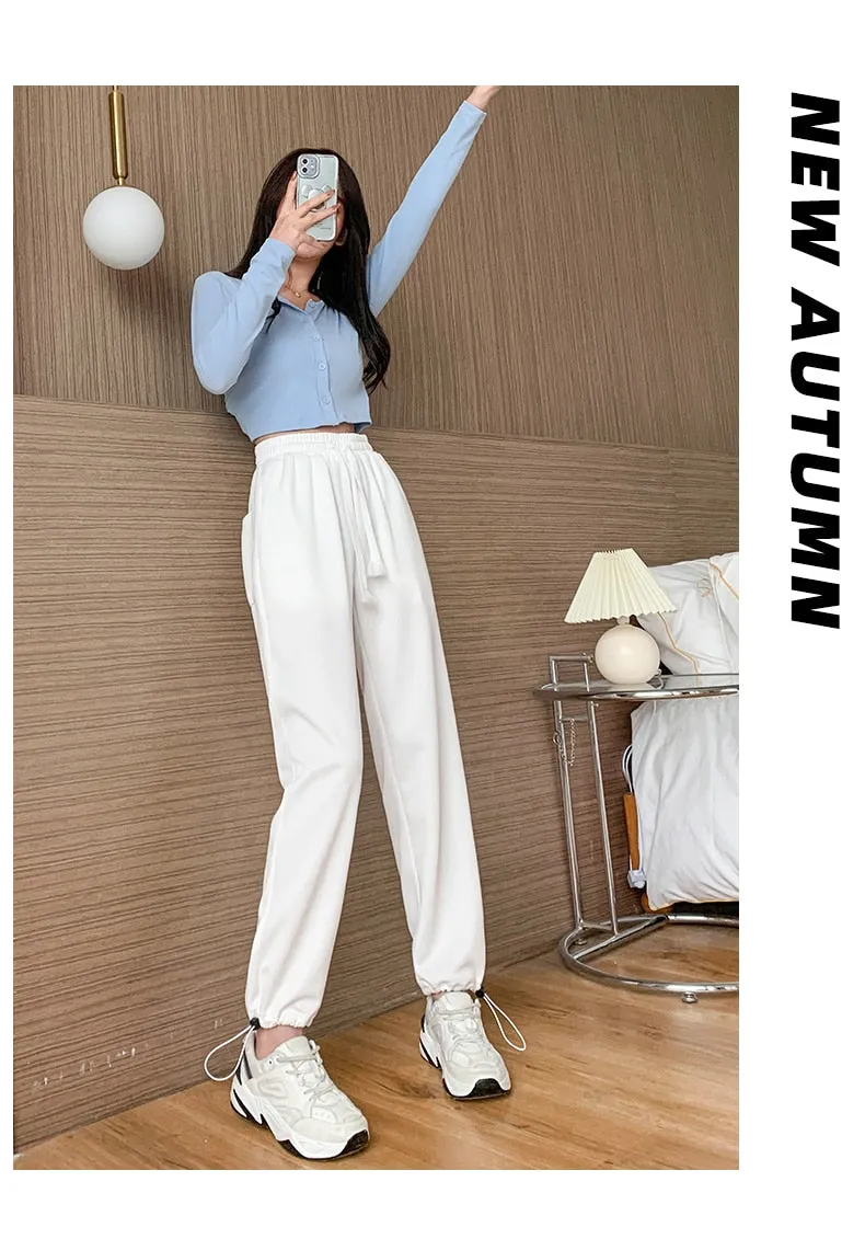 Wjczt Female New Korean Fashion Wide Leg Pants Women'S Loose In Spring And Autumn, Showing The Trend Of Little Chap Sportswear Lady